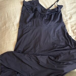 Elegant navy blue cowl neck Dress-size unmarked, fits 2x-3x